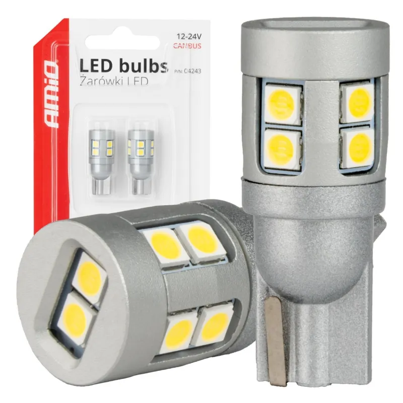 Żarówki LED T10 W5W CANBUS 12 SMD 3030 Białe 12V 2szt.