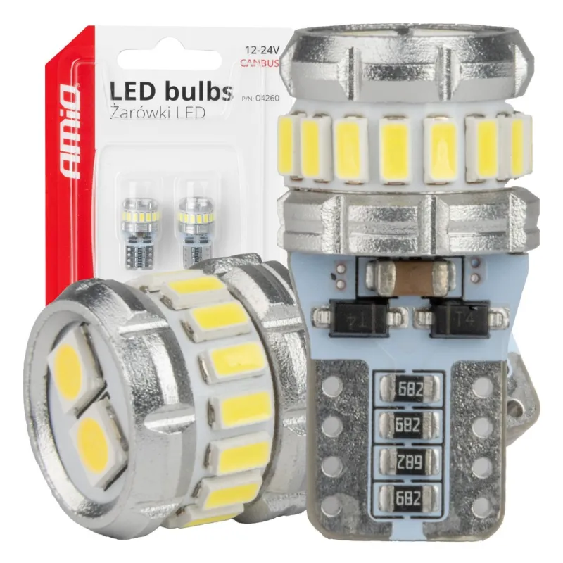 Żarówki LED T10 W5W CANBUS Białe 6000K 12V/24V 2 szt.
