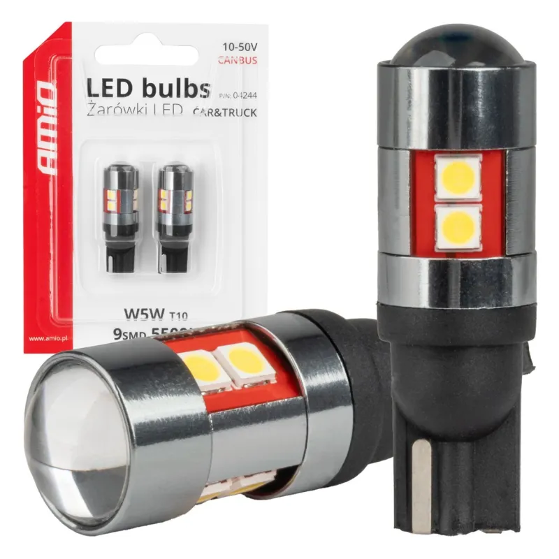 Żarówki LED CANBUS T10 W5W 9 SMD Białe (2 szt.)