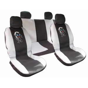 Pokrowce na siedzenia z haftem czarno-szare - Uniwersalne