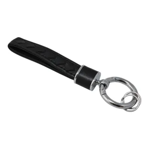 Brelok do kluczy czarny pleciony - zawieszka, smycz, karabińczyk