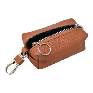 Etui na klucze brązowe z karabińczykiem i zamkiem