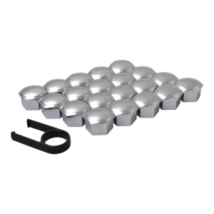 Nasadki na śruby 19 mm chromowane - 20 szt. z kluczem