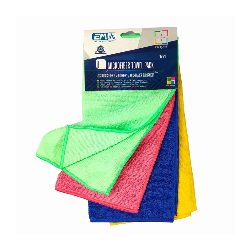 Zestaw Ściereczek z Mikrofibry 30x30cm - 4 sztuki, Uniwersalne