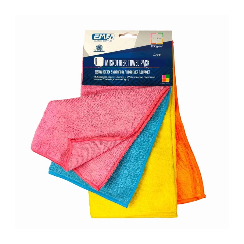 Ściereczki z Mikrofibry 30x30cm - Zestaw 4 szt. do Czyszczenia i Polerowania