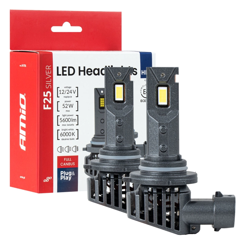 Żarówki LED HB3 9005 52W F25 SILVER 12V 24V CANBUS