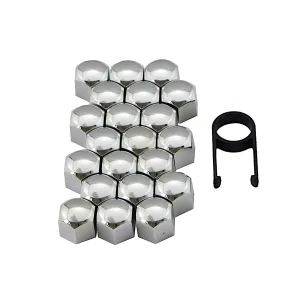 Nasadki na śruby 17 mm chromowane - 20 szt. + klucz