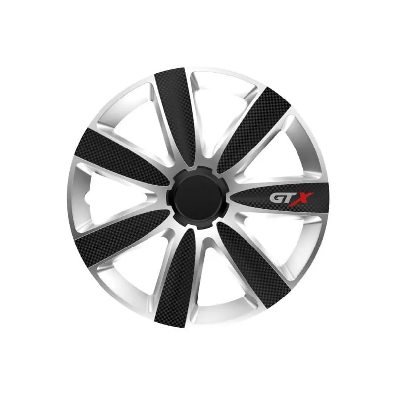 Kołpaki samochodowe 15 cali Srebrno-Czarne - 4 szt.